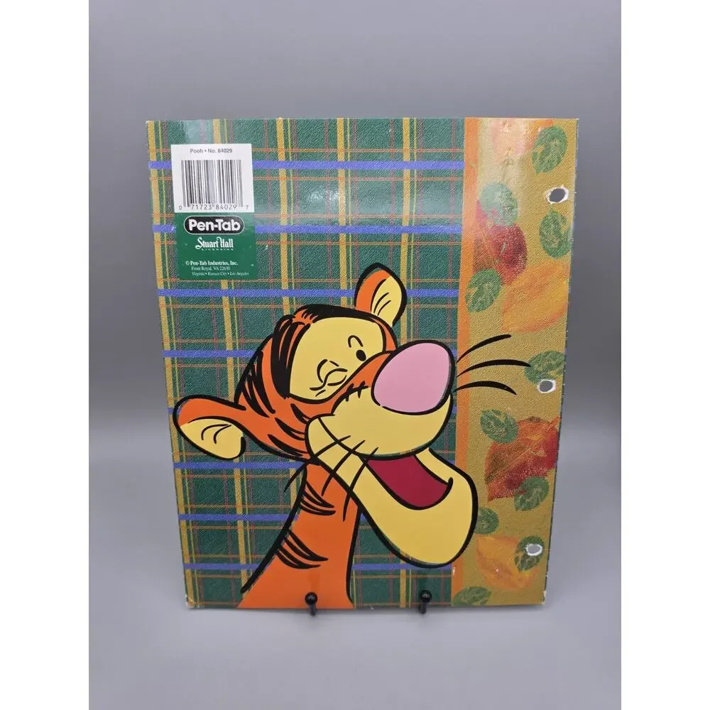 Vintage Tigger Winnie The Pooh Fall Leaves And Green Plaid Pocket Folder
